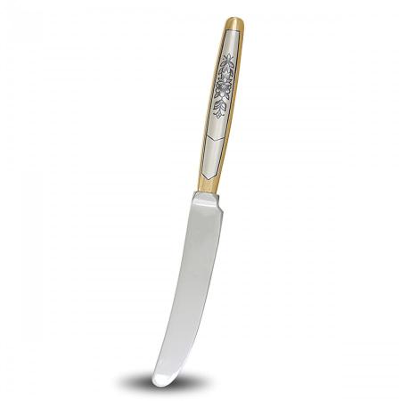СЕРЕБРЯНЫЙ СТОЛОВЫЙ НОЖ "АСТРА" С ПОЗОЛОТОЙ - СЕВЕРНАЯ ЧЕРНЬ