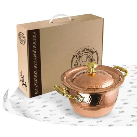 КАСТРЮЛЯ МЕДНАЯ "КМ" КОВАННАЯ С КРЫШКОЙ (2 ЛИТРА) – КОЛЬЧУГИНСКИЙ МЕЛЬХИОР