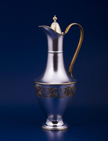 СЕРЕБРЯНЫЙ КУВШИН ДЛЯ ВОДЫ "№11" С ПОЗОЛОТОЙ (0,65 ЛИТРА) – МСТЁРСКИЙ ЮВЕЛИР