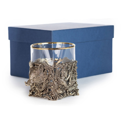 СТАКАН ДЛЯ ВИСКИ "РУССКИЙ ЛЕС - КАБАН" ЛАТУННЫЙ