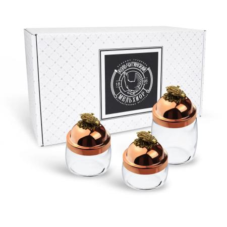 НАБОР БАНОК ДЛЯ СЫПУЧИХ ПРОДУКТОВ "КУКУРУЗА" МЕДНЫЕ (420/500/920 МЛ.) – КОЛЬЧУГИНСКИЙ МЕЛЬХИОР