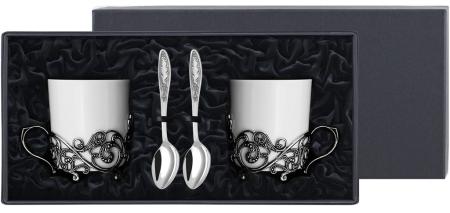 НАБОР ДЛЯ ЧАЯ "ВИТАЯ" С ЧЕРНЕНИЕМ (ПАРА) – КОЛЬЧУГИНСКИЙ МЕЛЬХИОР