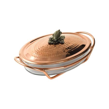 УТЯТНИЦА МЕДНАЯ "КУКУРУЗА" КОВАННАЯ С КРЫШКОЙ – КОЛЬЧУГИНСКИЙ МЕЛЬХИОР