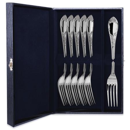 СЕРЕБРЯНЫЙ ДЕСЕРТНЫЙ НАБОР "ПРЕСТИЖ" (6 ВИЛОК) – АРГЕНТА