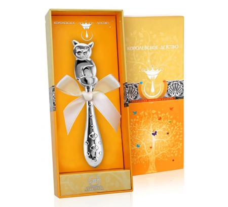 ДЕТСКАЯ СЕРЕБРЯНАЯ ПОГРЕМУШКА "КОТИК" – АРГЕНТА