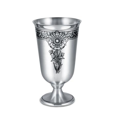 СЕРЕБРЯНЫЙ БОКАЛ ДЛЯ ВОДЫ "ПИОН"  (180 МЛ.) – СЕВЕРНАЯ ЧЕРНЬ