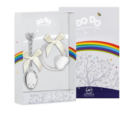 ДЕТСКИЙ НАБОР: ЛОЖКА И ПОГРЕМУШКА ДО-ДО "СЕРДЦЕ" №4 – АРГЕНТА