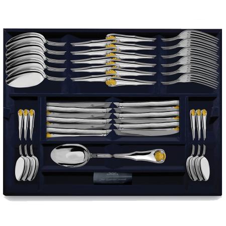 СЕРЕБРЯНЫЙ СТОЛОВЫЙ НАБОР "ВИЗИТ" С ПОЗОЛОТОЙ (24 ПРЕДМЕТА) – АРГЕНТА