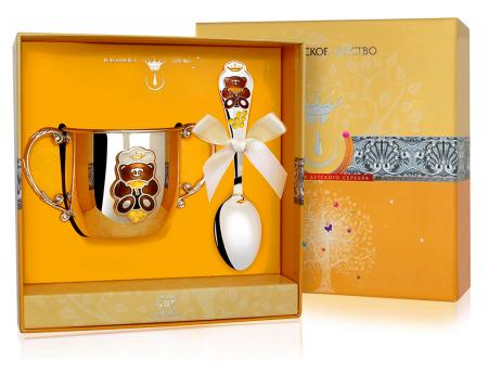 ДЕТСКИЙ ПОИЛЬНИК С ЛОЖКОЙ "МИШКА" КД – АРГЕНТА