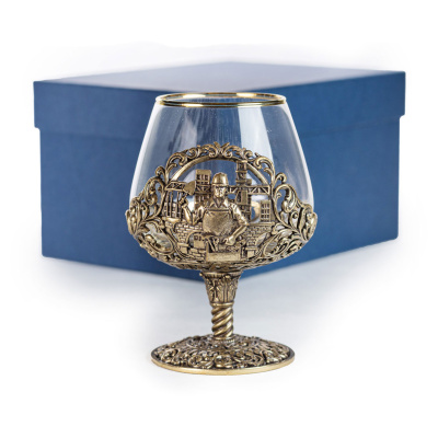 БОКАЛ ДЛЯ КОНЬЯКА "СТРОИТЕЛЬ" ЛАТУННЫЙ