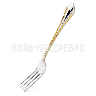 СЕРЕБРЯНАЯ СТОЛОВАЯ ВИЛКА "ЭЛЕГАНТНЫЙ" С ПОЗОЛОТОЙ – КРАСНАЯ ПРЕСНЯ