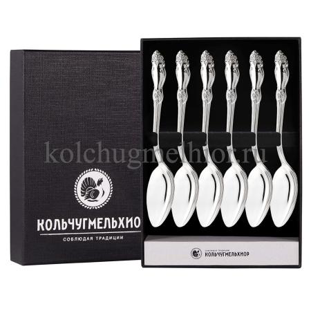 ЧАЙНЫЙ НАБОР ИЗ МЕЛЬХИОРА "РОЗА" (6 ЧАЙНЫХ ЛОЖЕК) – КОЛЬЧУГИНСКИЙ МЕЛЬХИОР