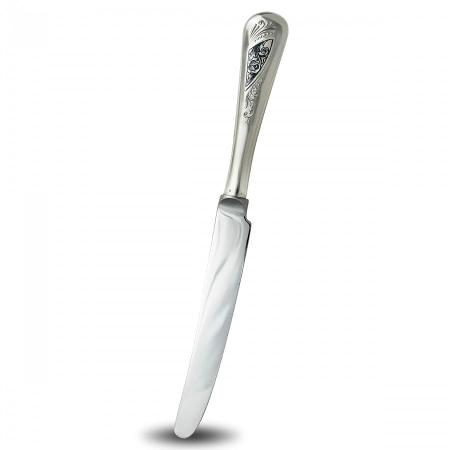 СЕРЕБРЯНЫЙ СТОЛОВЫЙ НОЖ "ПОДСНЕЖНИК" С ЧЕРНЕНИЕМ  - СЕВЕРНАЯ ЧЕРНЬ