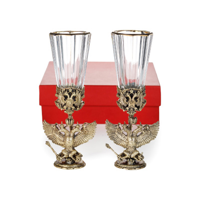 ЛАФИТНИК ДЛЯ ВОДКИ "ГЕРБОВЫЙ №2" ЛАТУННЫЙ 2 ШТ