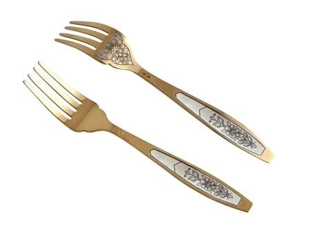 СЕРЕБРЯНАЯ ВИЛКА ДЛЯ РЫБЫ "АСТРА" С ПОЗОЛОТОЙ - СЕВЕРНАЯ ЧЕРНЬ