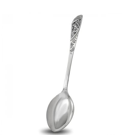 СЕРЕБРЯНАЯ ДЕСЕРТНАЯ ЛОЖКА "ПОДСНЕЖНИК" С ЧЕРНЕНИЕМ  - СЕВЕРНАЯ ЧЕРНЬ