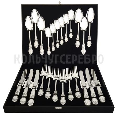 СЕРЕБРЯНЫЙ СТОЛОВЫЙ НАБОР "ЧЕРЕМУХА" (24 ПРЕДМЕТА) – МСТЕРСКИЙ ЮВЕЛИР