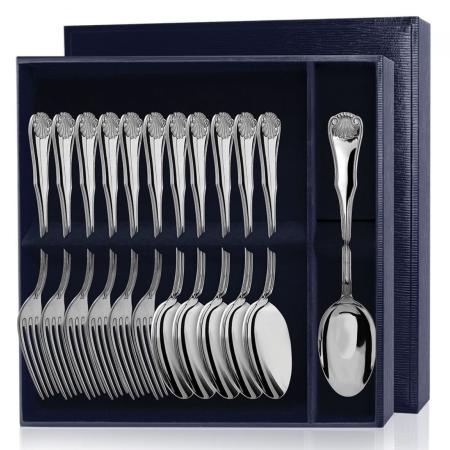 СЕРЕБРЯНЫЙ СТОЛОВЫЙ НАБОР "ВИЗИТ" (6 ВИЛОК, 6 ЛОЖЕК) – АРГЕНТА