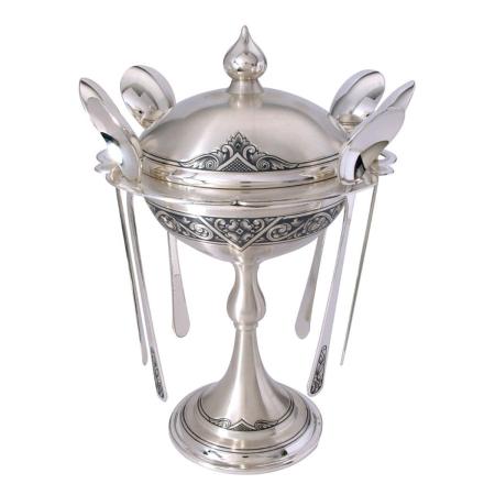 СЕРЕБРЯНЫЙ ЧАЙНЫЙ НАБОР АРТ. "40200027А05" (7 ПРЕДМЕТОВ) – СЕВЕРНАЯ ЧЕРНЬ