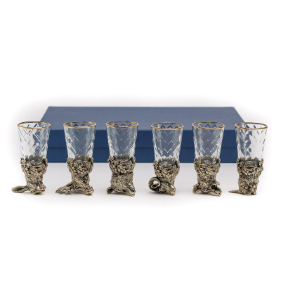 ЧАРКИ "ОХОТА" ЛАТУННЫЙ (СТОПКИ ПЕРЕВЁРТЫШИ) 6 ШТ