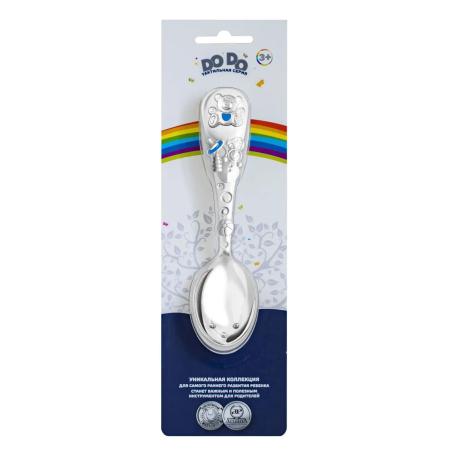 ДЕТСКАЯ ЛОЖКА "МИШКА" С ГОЛУБОЙ ЭМАЛЬЮ – КОЛЬЧУГИНСКИЙ МЕЛЬХИОР