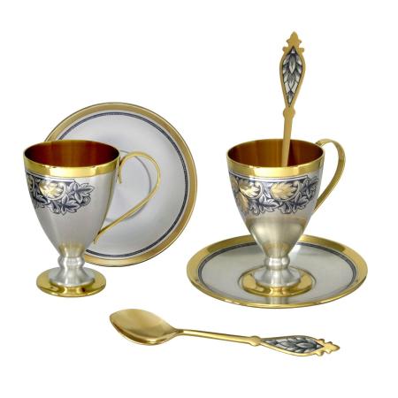 СЕРЕБРЯНЫЙ КОФЕЙНЫЙ НАБОР "ХМЕЛЬ" (6 ПРЕДМЕТОВ) – СЕВЕРНАЯ ЧЕРНЬ