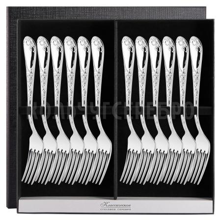 СЕРЕБРЯНЫЙ СТОЛОВЫЙ НАБОР "ИРИСЫ" М-22 (12 ВИЛОК) – ПАВЛОВСКИЙ ЗАВОД