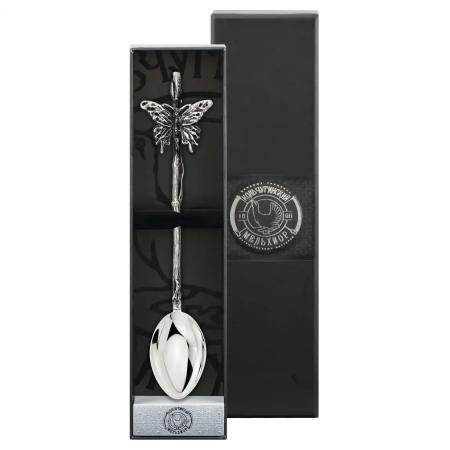 ЛОЖКА ДЛЯ РАЗМЕШИВАНИЯ КОФЕ "БАБОЧКИ" ПОСЕРЕБРЕННАЯ – КОЛЬЧУГИНСКИЙ МЕЛЬХИОР