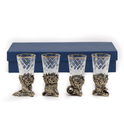 ЧАРКИ "ОХОТА" ЛАТУННЫЙ (СТОПКИ ПЕРЕВЁРТЫШИ) 4 ШТ