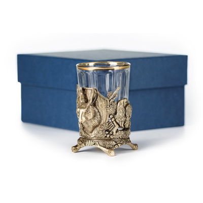 СТОПКА "ОХОТА-ЗАЯЦ" ТРОФЕЙНАЯ ЛАТУННАЯ