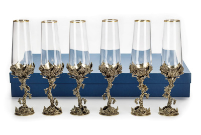 БОКАЛ ДЛЯ ШАМПАНСКОГО "ЗЕМЛЯНИКА" ЛАТУННЫЙ 6 ШТ.