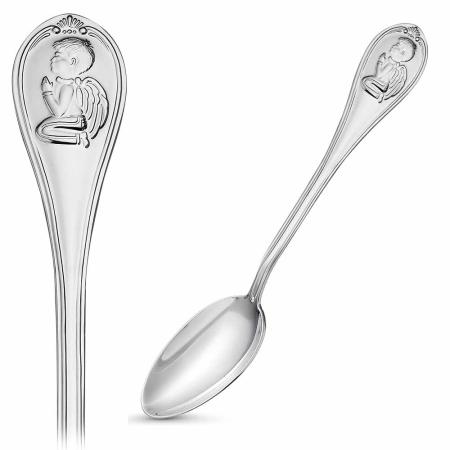 СЕРЕБРЯНАЯ ДЕТСКАЯ ЛОЖКА С АНГЕЛОМ-ХРАНИТЕЛЕМ "МАЛЬЧИК" 930349-15 – КРАСНАЯ ПРЕСНЯ