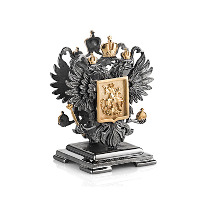 СЕРЕБРЯНАЯ ПОДСТАВКА ДЛЯ ВИЗИТОК "РОДИНА" С ПОЗОЛОТОЙ – АЛЬТМАСТЕР