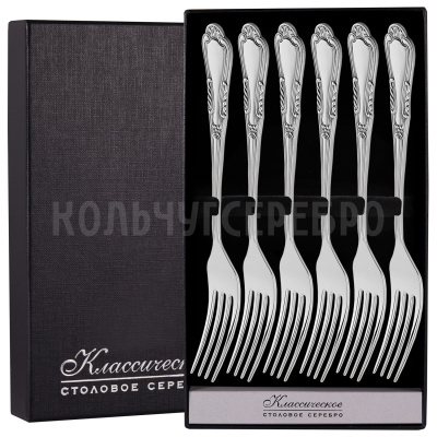 СЕРЕБРЯНЫЙ СТОЛОВЫЙ НАБОР "ВИЗАНТИЯ" №22 (6 ВИЛОК) - МСТЕРСКИЙ ЮВЕЛИР