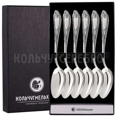 ДЕСЕРТНЫЙ НАБОР ИЗ МЕЛЬХИОРА "КЛАССИКА" С ЧЕРНЕНИЕМ (6 ДЕСЕРТНЫХ ЛОЖЕК) – МСТЕРСКИЙ ЮВЕЛИР