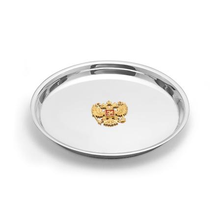 СЕРЕБРЯНЫЙ ПОДНОС "ГЕРБ РОССИИ" 930245-0ж БЕЗ РУЧЕК – КРАСНАЯ ПРЕСНЯ