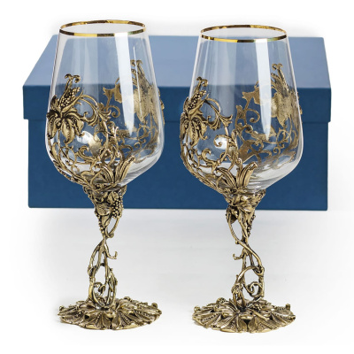 БОКАЛЫ ДЛЯ ВИНА "ЦВЕТОК" ЛАТУННЫЙ 2 ШТ