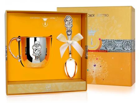 ДЕТСКАЯ КРУЖКА С ЛОЖКОЙ "ДЕВОЧКА" – АРГЕНТА