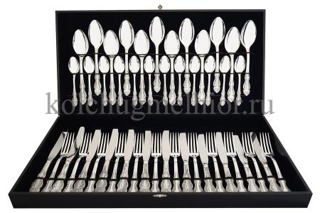 СТОЛОВЫЙ НАБОР ИЗ МЕЛЬХИОРА "ЮБИЛЕЙНЫЙ" (48 ПРЕДМЕТОВ) – КОЛЬЧУГИНСКИЙ МЕЛЬХИОР