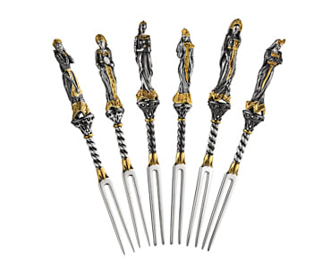 НАБОР СЕРЕБРЯНЫХ ВИЛОК ДЛЯ КАНАПЕ "РУССКИЕ КРАСАВИЦЫ" - АЛЬТМАСТЕР