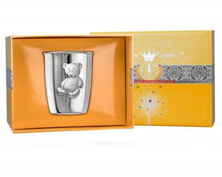 ДЕТСКИЙ СЕРЕБРЯНЫЙ СТАКАН "МИШУТКА" – АРГЕНТА