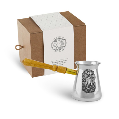 ТУРКА ПОСЕРЕБРЕННАЯ "ОХОТНИЧЬЯ ЛОСЬ" (0.30 ЛИТРА) – КОЛЬЧУГИНСКИЙ МЕЛЬХИОР