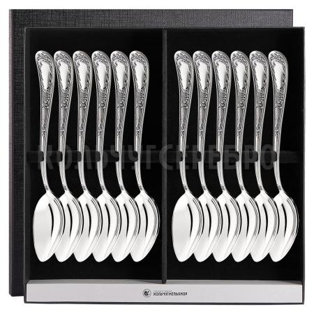 СТОЛОВЫЙ НАБОР ИЗ МЕЛЬХИОРА "ГЛОРИЯ" С ЧЕРНЕНИЕМ (12 ЛОЖЕК) – МСТЕРСКИЙ ЮВЕЛИР