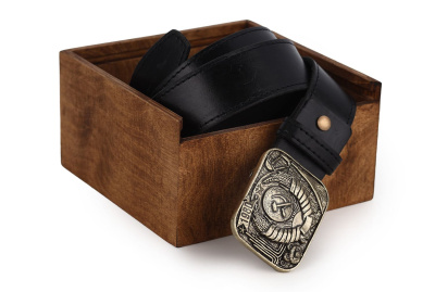 КОЖАНЫЙ РЕМЕНЬ "СССР" ЧЕРНЫЙ