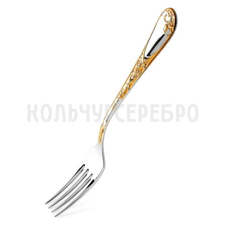 СЕРЕБРЯНАЯ СТОЛОВАЯ ВИЛКА "ИРИСЫ" С ПОЗОЛОТОЙ М-22 – ПАВЛОВСКИЙ ЗАВОД