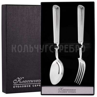 СЕРЕБРЯНЫЙ СТОЛОВЫЙ НАБОР "АРИСТОКРАТ" (2 ПРЕДМЕТА) - МСТЕРСКИЙ ЮВЕЛИР