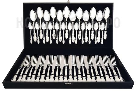 СТОЛОВЫЙ НАБОР ИЗ МЕЛЬХИОРА "ЛИРА" (48 ПРЕДМЕТОВ) – КОЛЬЧУГИНСКИЙ МЕЛЬХИОР