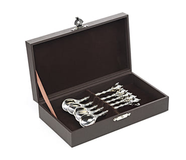 СЕРЕБРЯНЫЙ НАБОР ЛОЖЕК "РУССКОЕ ЗАСТОЛЬЕ" (6 ШТУК) – АЛЬТМАСТЕР