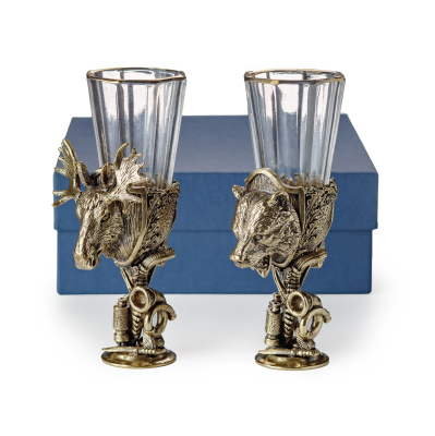 ЛАФИТНИК ТРОФЕЙНЫЙ РОССИЯ "ЛОСЬ, МЕДВЕДЬ" ЛАТУННЫЙ 2 ШТ