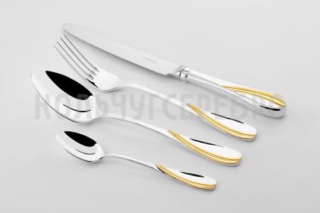 СЕРЕБРЯНЫЙ СТОЛОВЫЙ НАБОР "ИЗЯЩНЫЙ" С ПОЗОЛОТОЙ (48 ПРЕДМЕТОВ) - РУССКИЕ САМОЦВЕТЫ